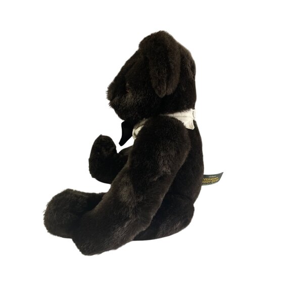 Vintage 1997 Vermont Teddy Bear Jointed Dark Chocolate Brown Bow Tie 16” - Picture 6 of 12